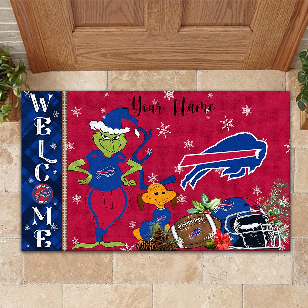 Sportswearmerch Buffalo Bills NFL x Grinch Christmas Welcome Football Doormat For Fan