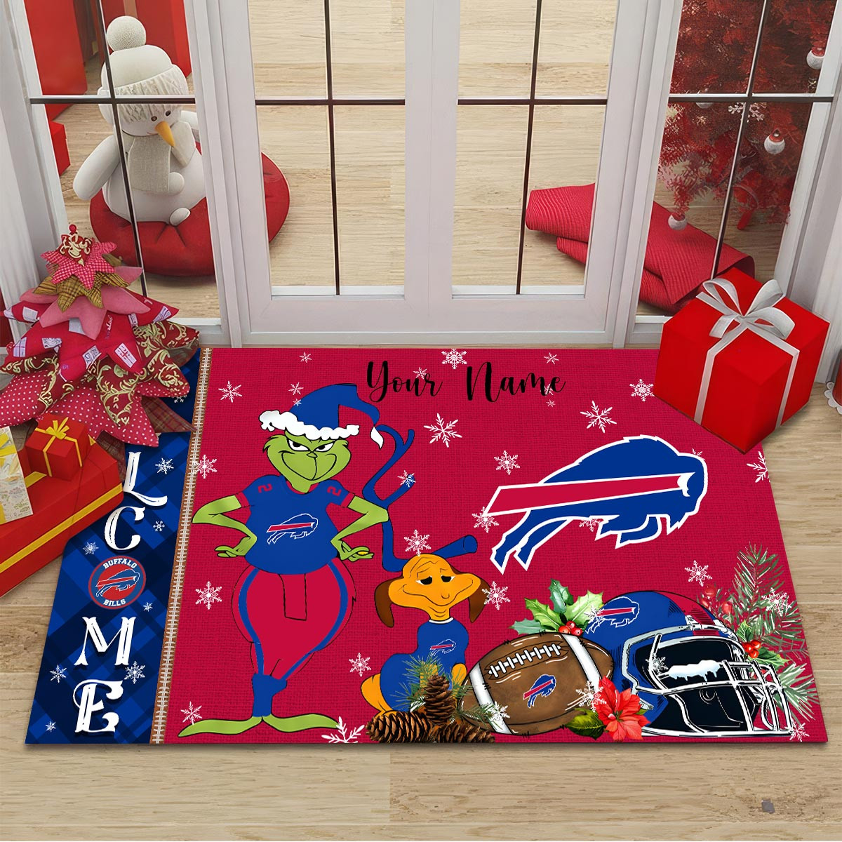 Sportswearmerch Buffalo Bills NFL x Grinch Christmas Welcome Football Doormat For Fan