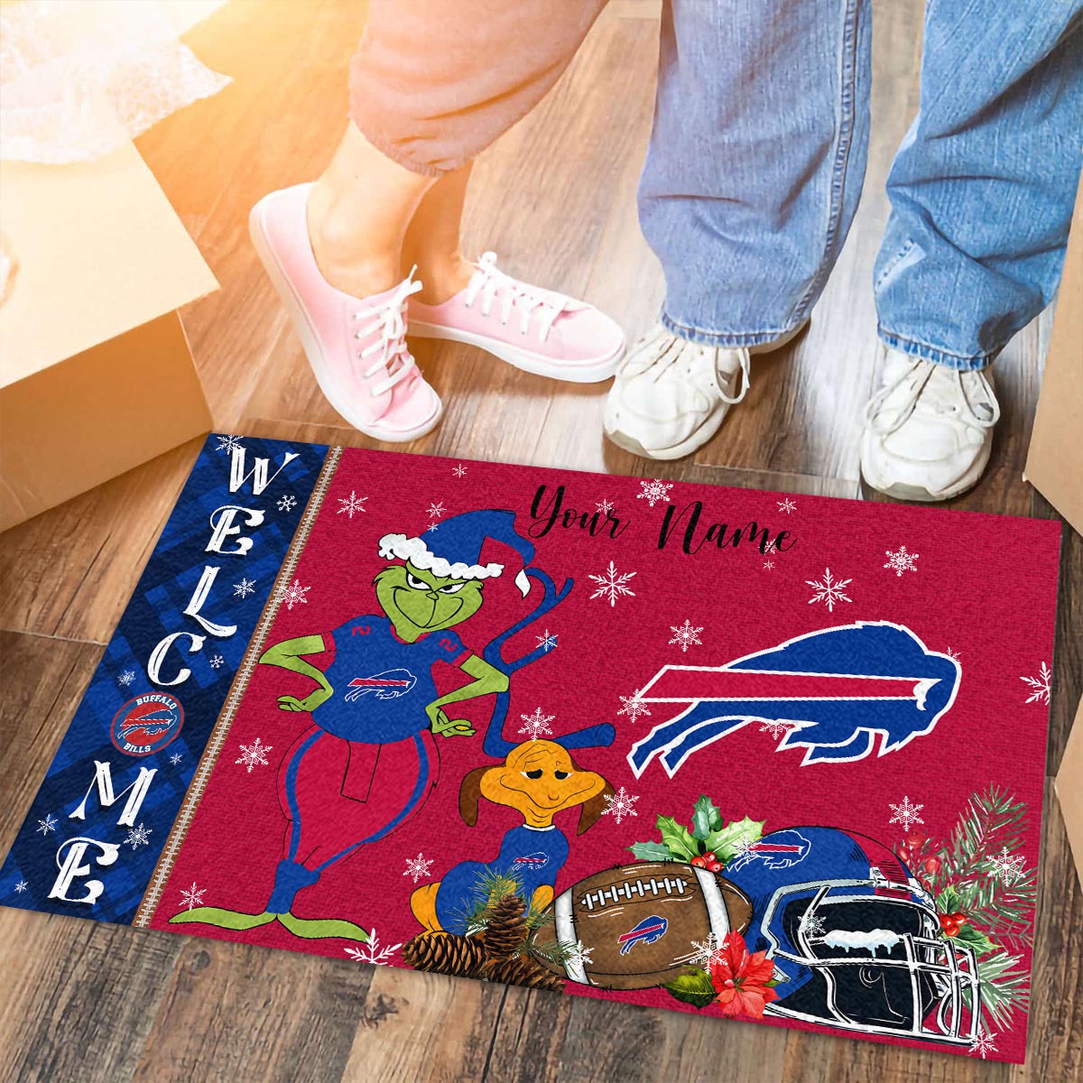 Sportswearmerch Buffalo Bills NFL x Grinch Christmas Welcome Football Doormat For Fan