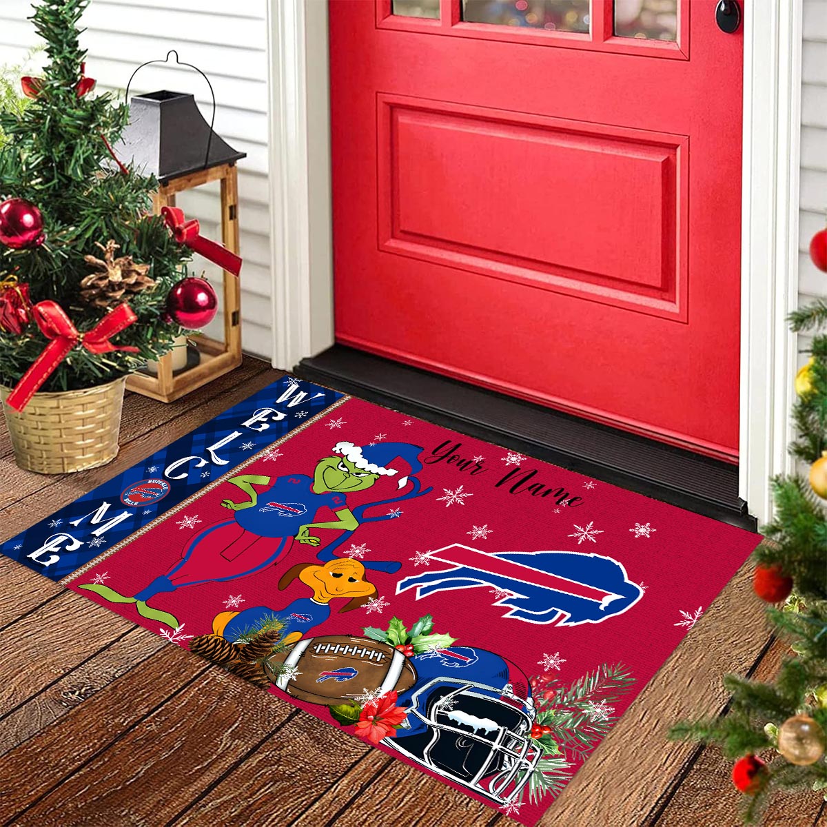 Sportswearmerch Buffalo Bills NFL x Grinch Christmas Welcome Football Doormat For Fan