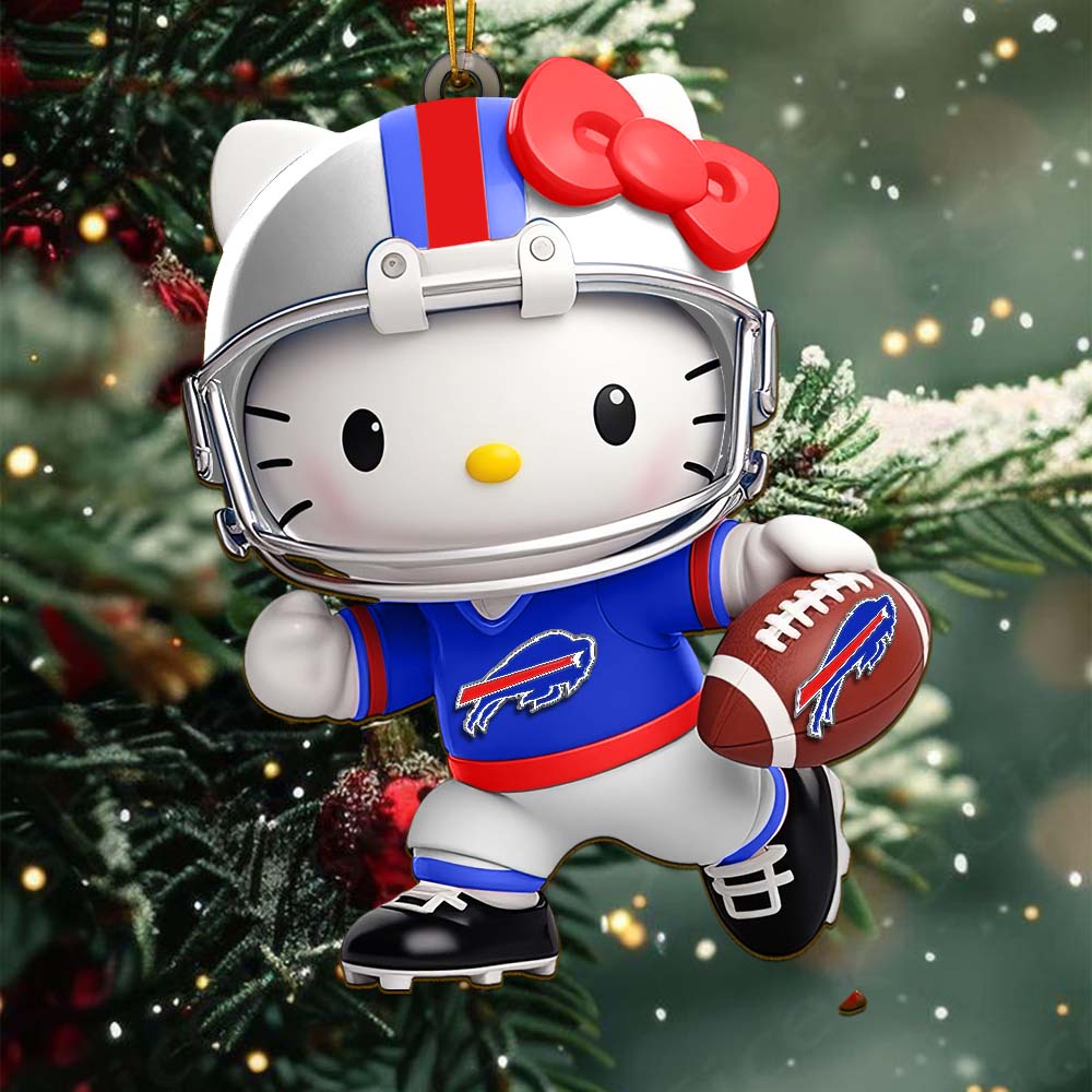Sportswearmerch Buffalo Bills NFL x Hello Kitty Personalized Acrylic Ornament Gift For Fans