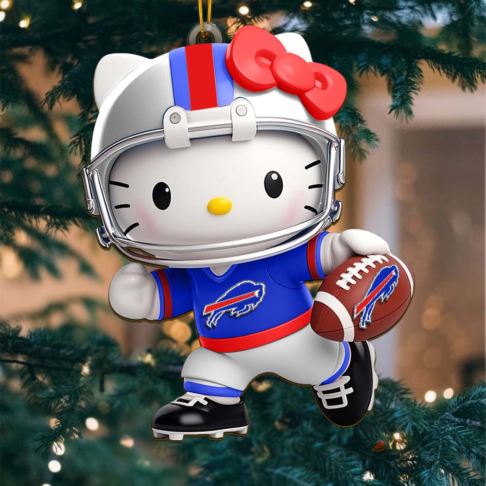 Sportswearmerch Buffalo Bills NFL x Hello Kitty Personalized Acrylic Ornament Gift For Fans