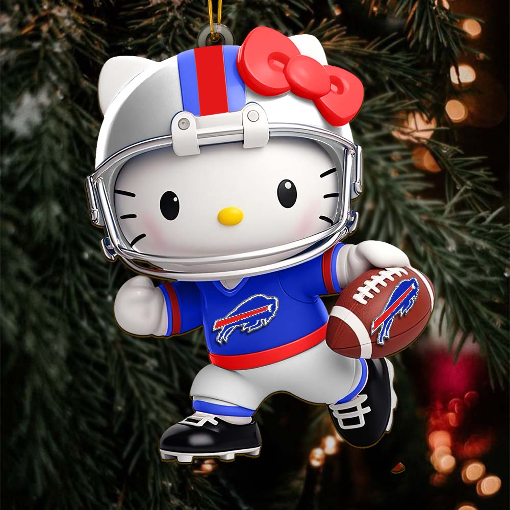 Sportswearmerch Buffalo Bills NFL x Hello Kitty Personalized Acrylic Ornament Gift For Fans