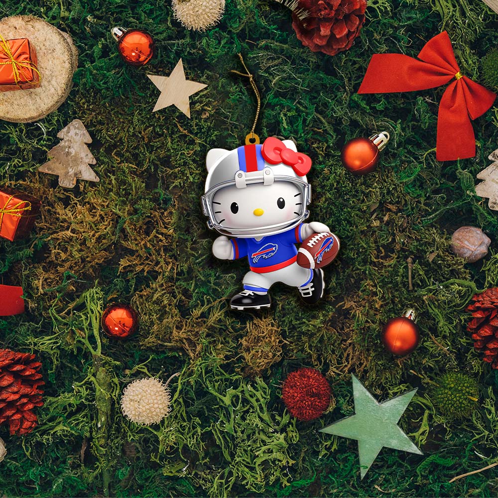 Sportswearmerch Buffalo Bills NFL x Hello Kitty Personalized Acrylic Ornament Gift For Fans