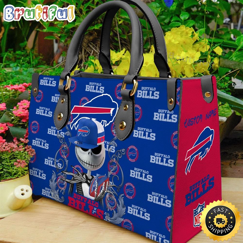 Sportswearmerch Buffalo Bills NFL x Jack Skellington Women Leather Bag For Fan