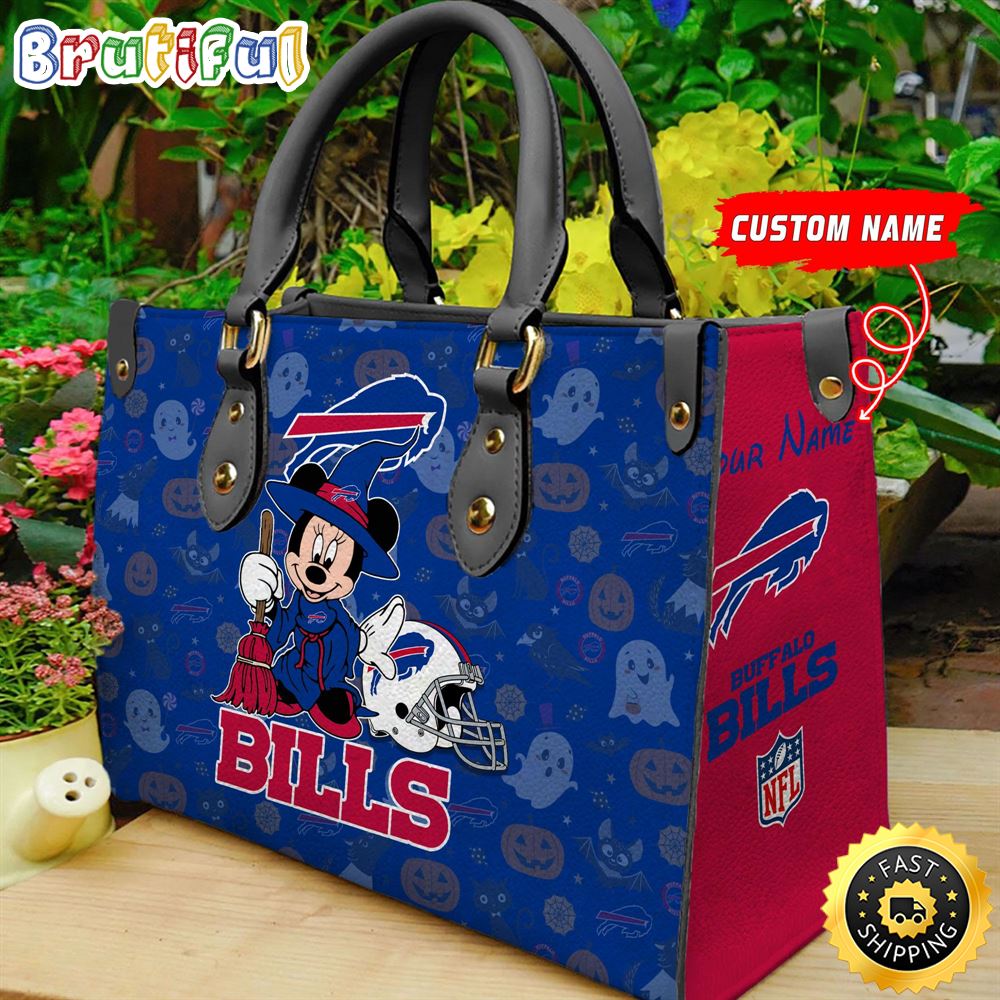 Sportswearmerch Buffalo Bills NFL x Minnie Halloween Leather Handbag For Fan