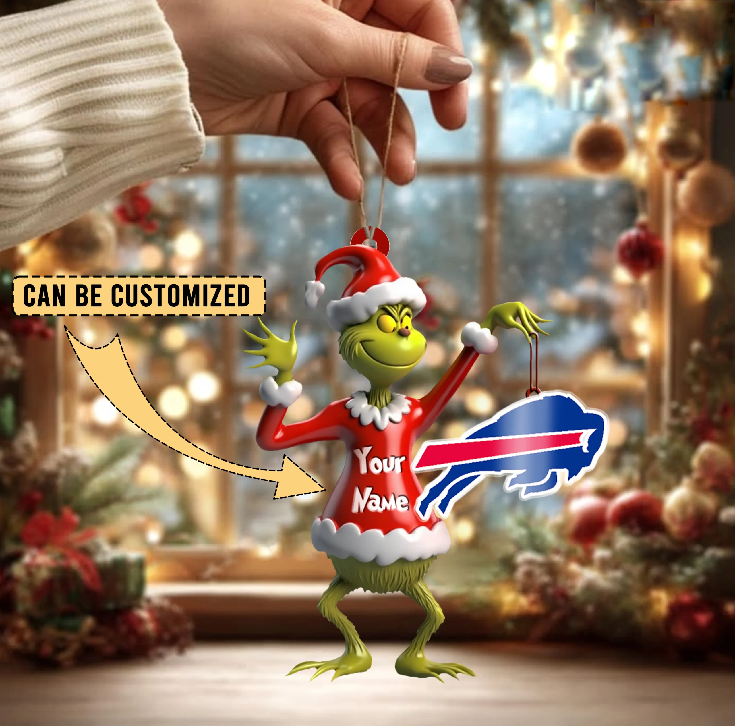 Sportswearmerch Buffalo Bills NFL x The Grinch Acrylic Ornament Gift For Fans
