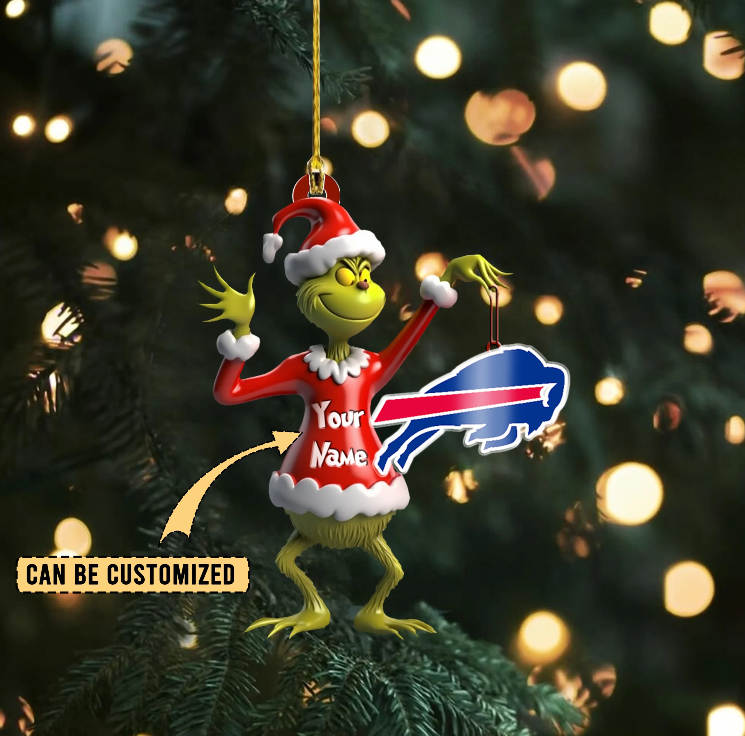 Sportswearmerch Buffalo Bills NFL x The Grinch Acrylic Ornament Gift For Fans