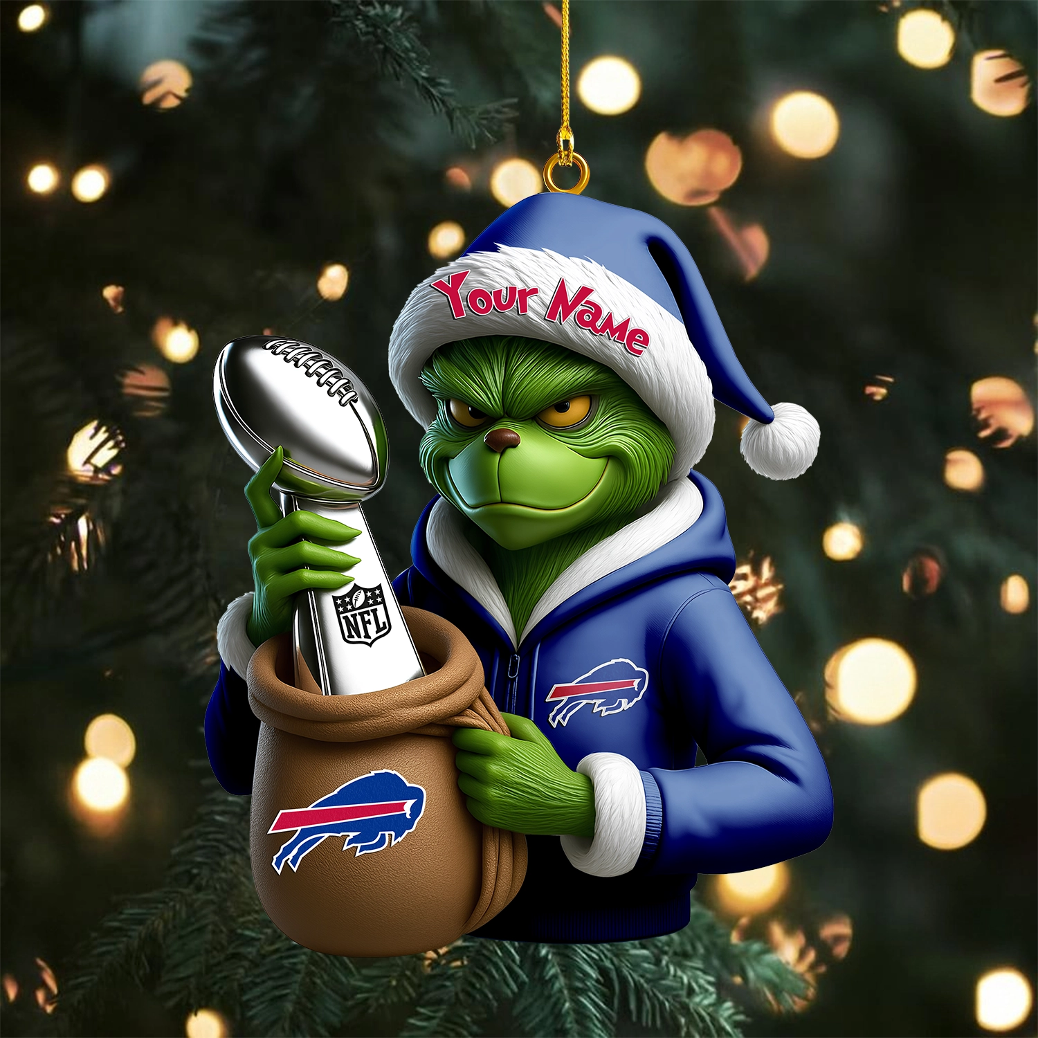 Sportswearmerch Buffalo Bills NFL x The Grinch Acrylic Ornament Gift For Fans