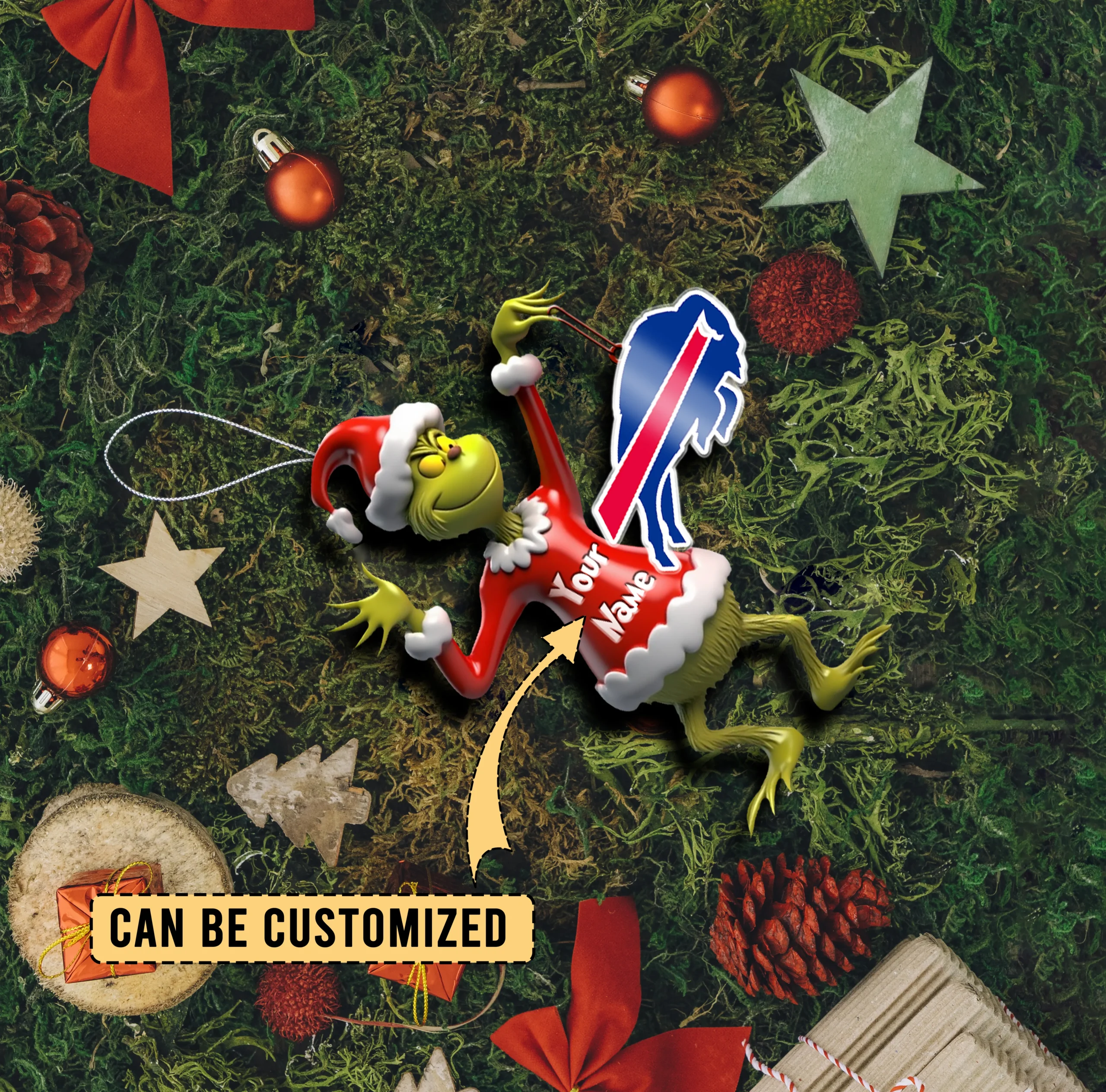 Sportswearmerch Buffalo Bills NFL x The Grinch Acrylic Ornament Gift For Fans
