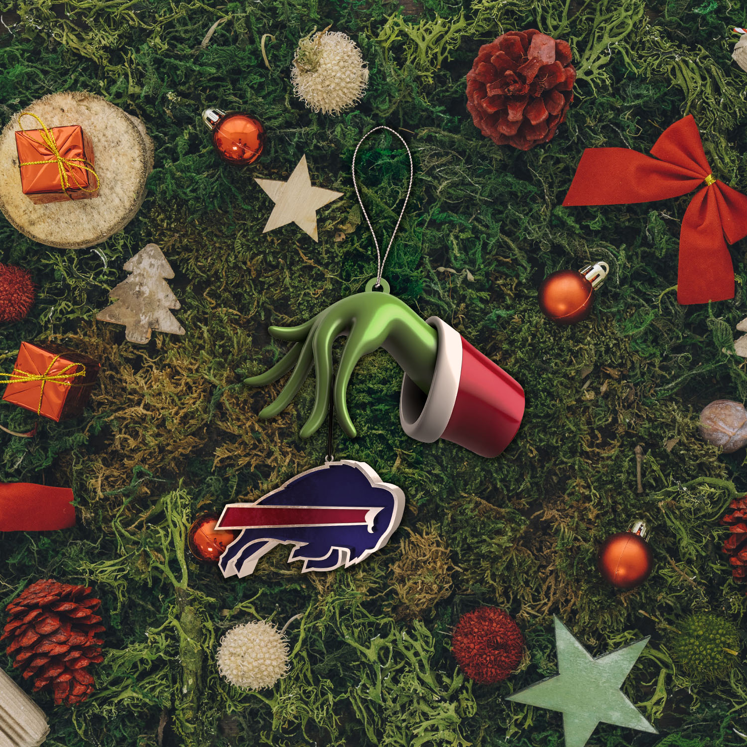 Sportswearmerch Buffalo Bills NFL x The Grinch Christmas Acrylic Mix Wooden Ornament Gift For Fans