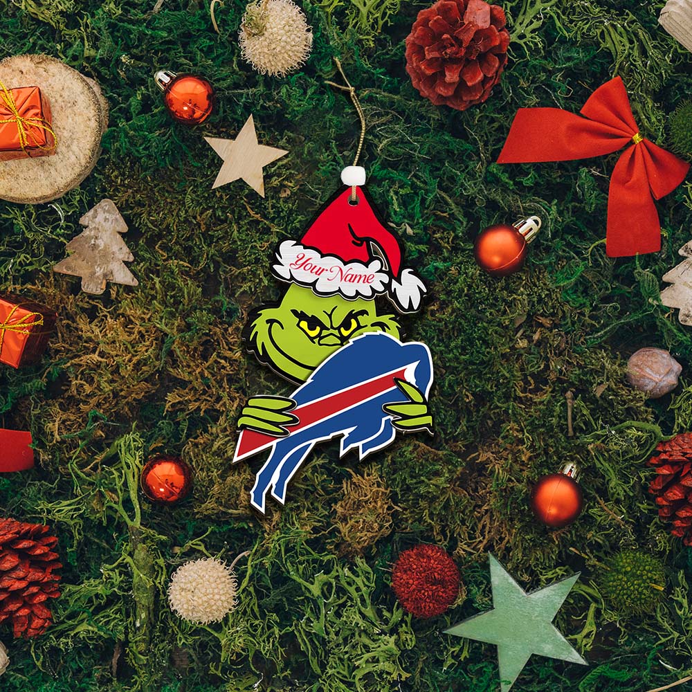 Sportswearmerch Buffalo Bills NFL x The Grinch Christmas Acrylic Ornament Gift For Fans