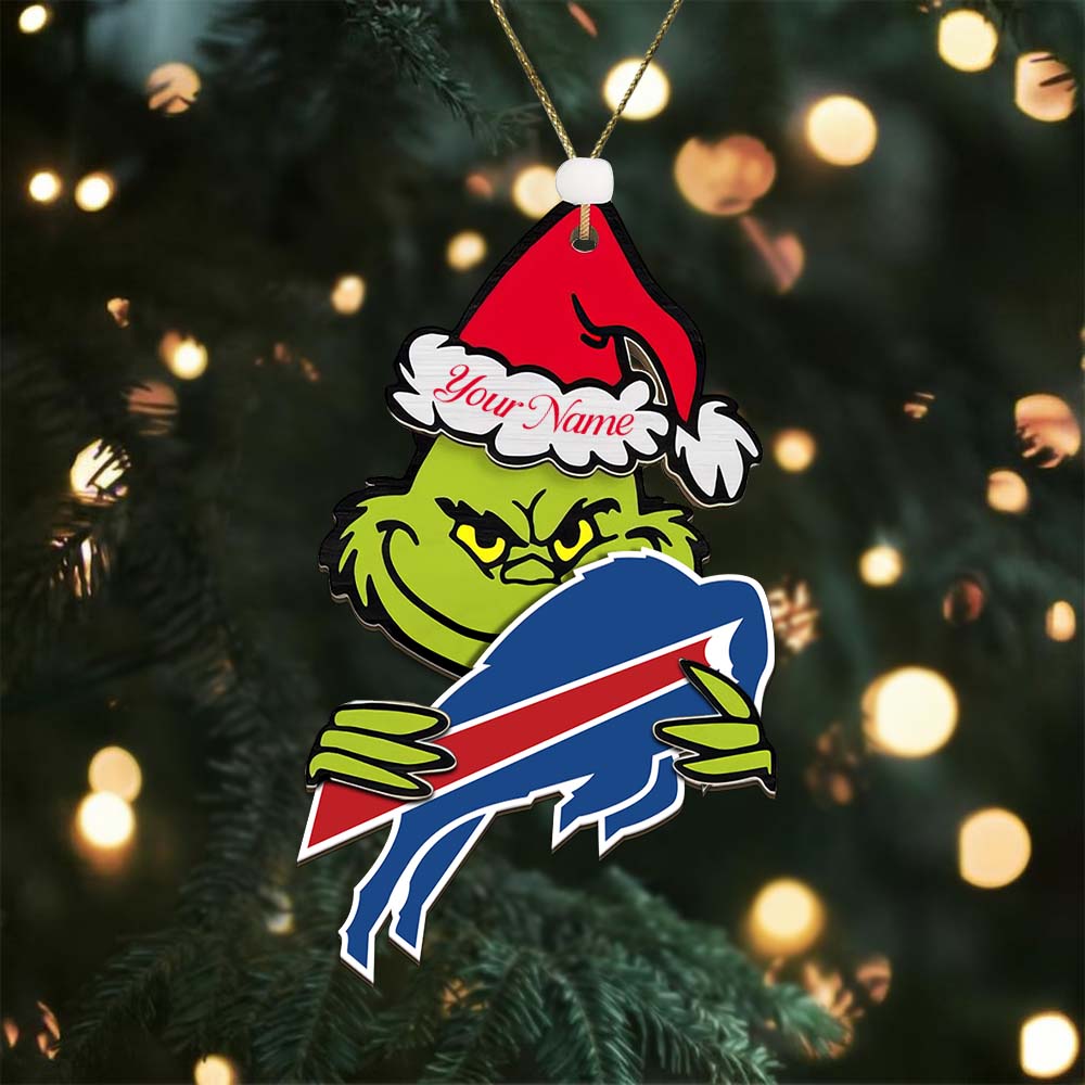 Sportswearmerch Buffalo Bills NFL x The Grinch Christmas Acrylic Ornament Gift For Fans