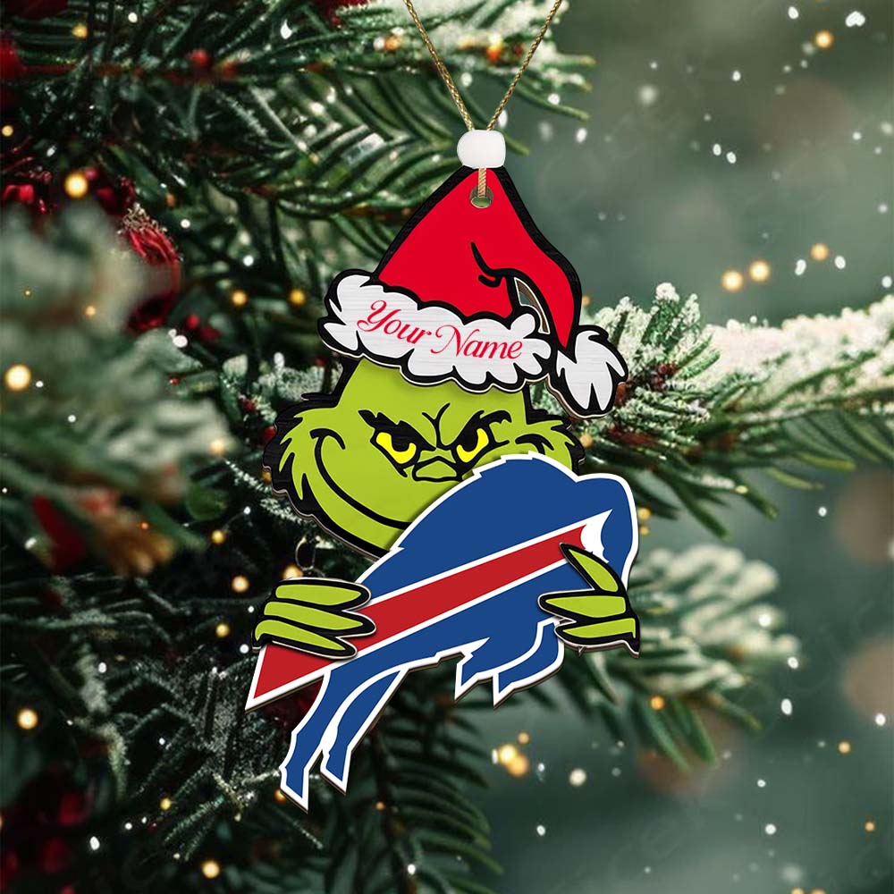 Sportswearmerch Buffalo Bills NFL x The Grinch Christmas Acrylic Ornament Gift For Fans