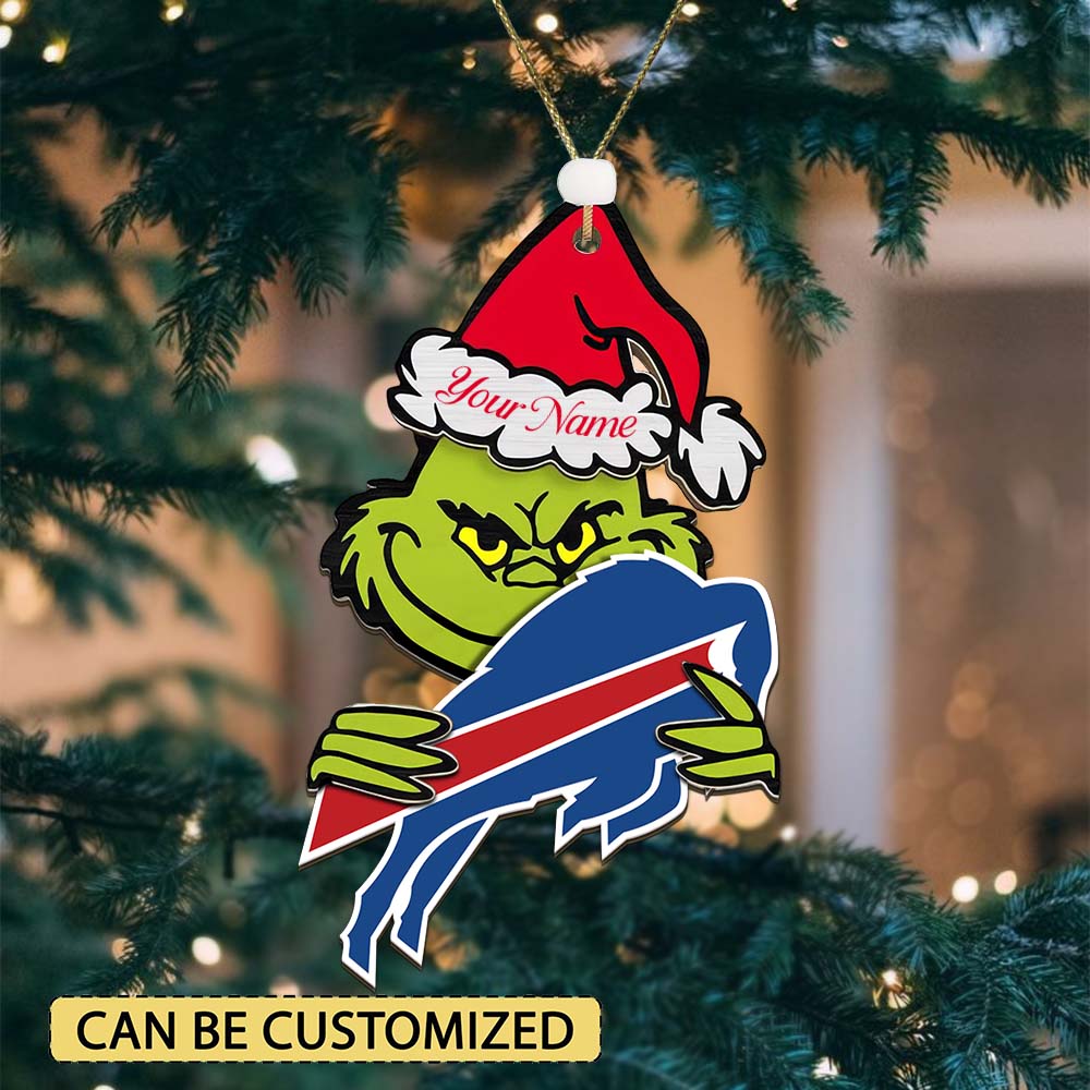 Sportswearmerch Buffalo Bills NFL x The Grinch Christmas Acrylic Ornament Gift For Fans