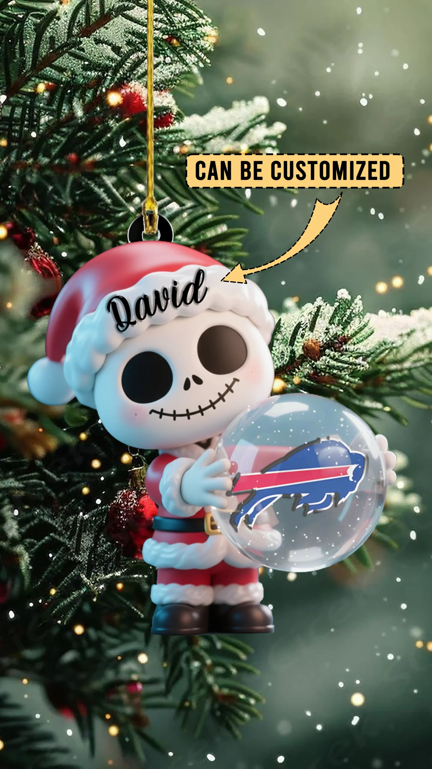 Sportswearmerch Buffalo Bills NFL x The Nightmare Before Christmas Acrylic Ornament Gift For Fans