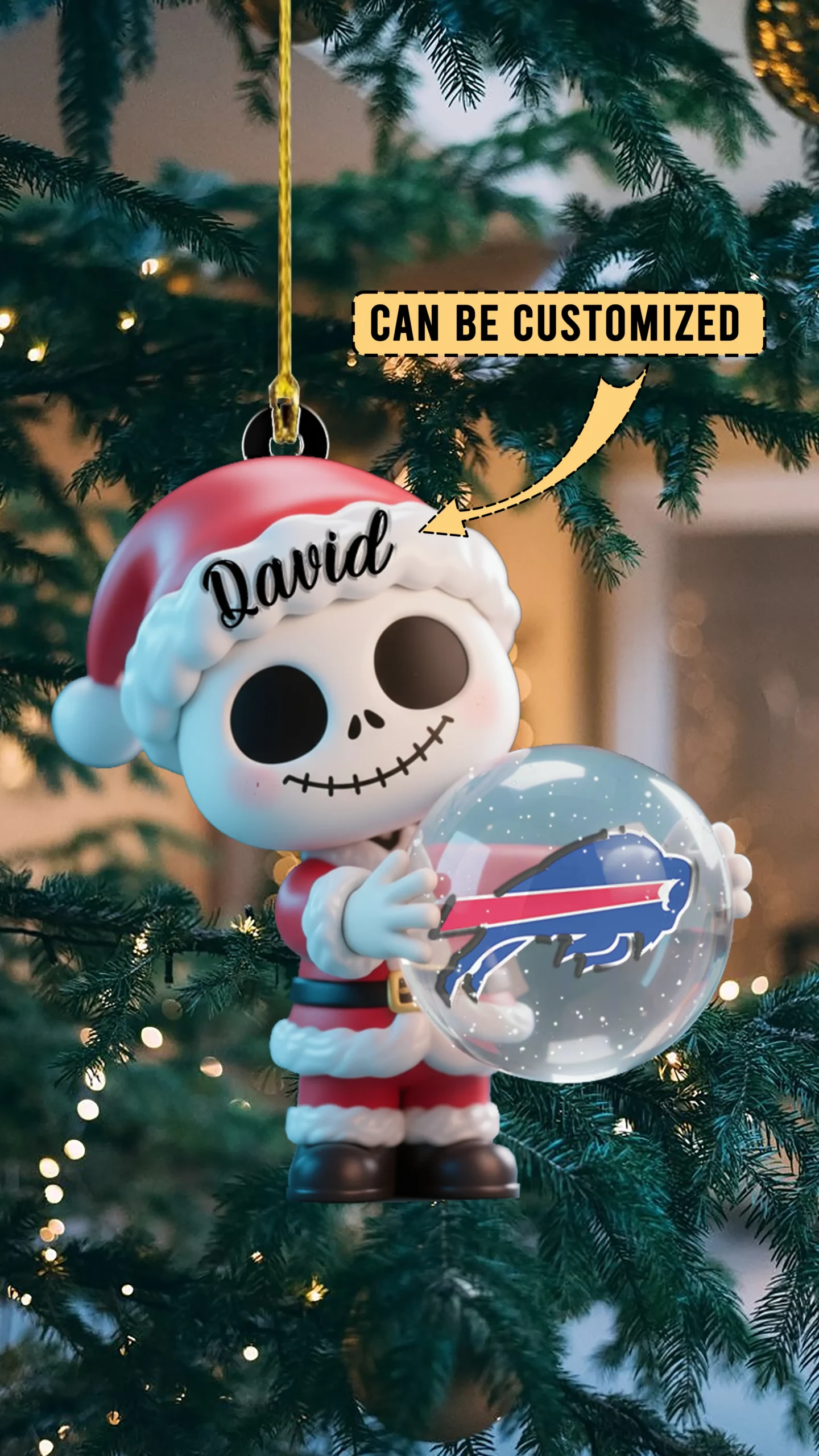 Sportswearmerch Buffalo Bills NFL x The Nightmare Before Christmas Acrylic Ornament Gift For Fans