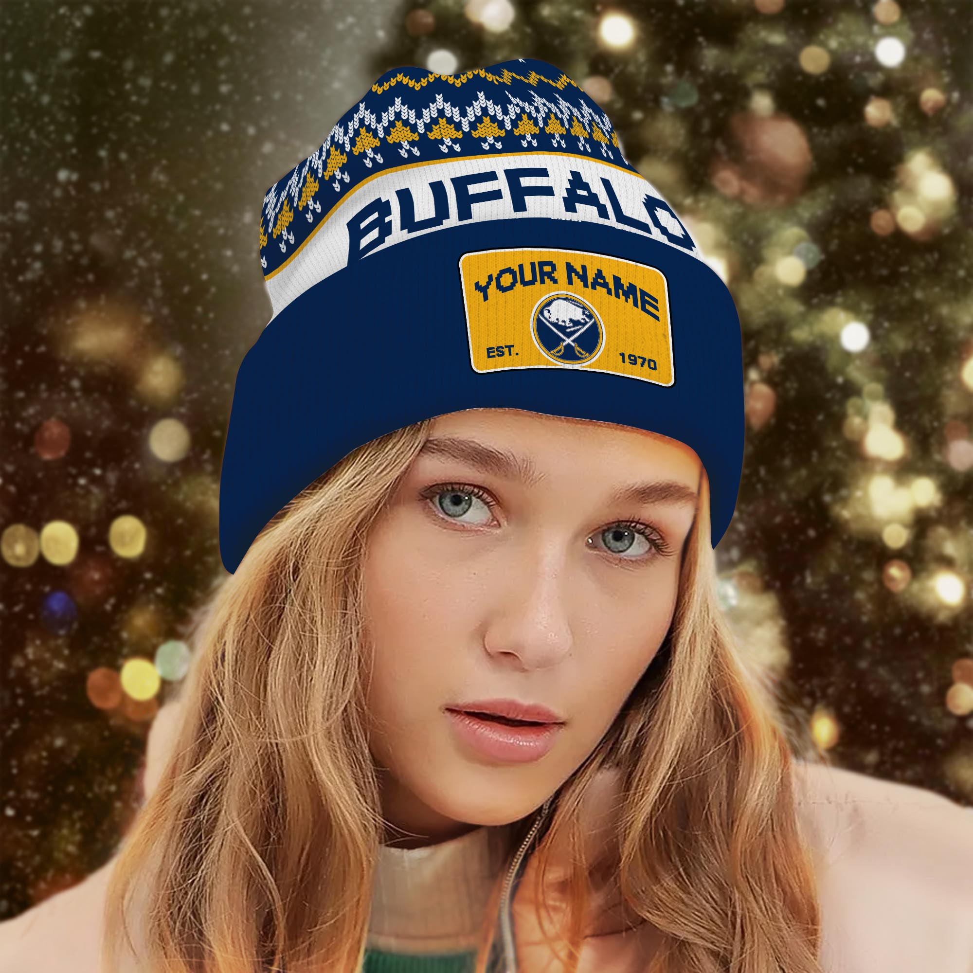 Sportswearmerch Buffalo Sabres NHL Christmas Beanie Hat For Fan