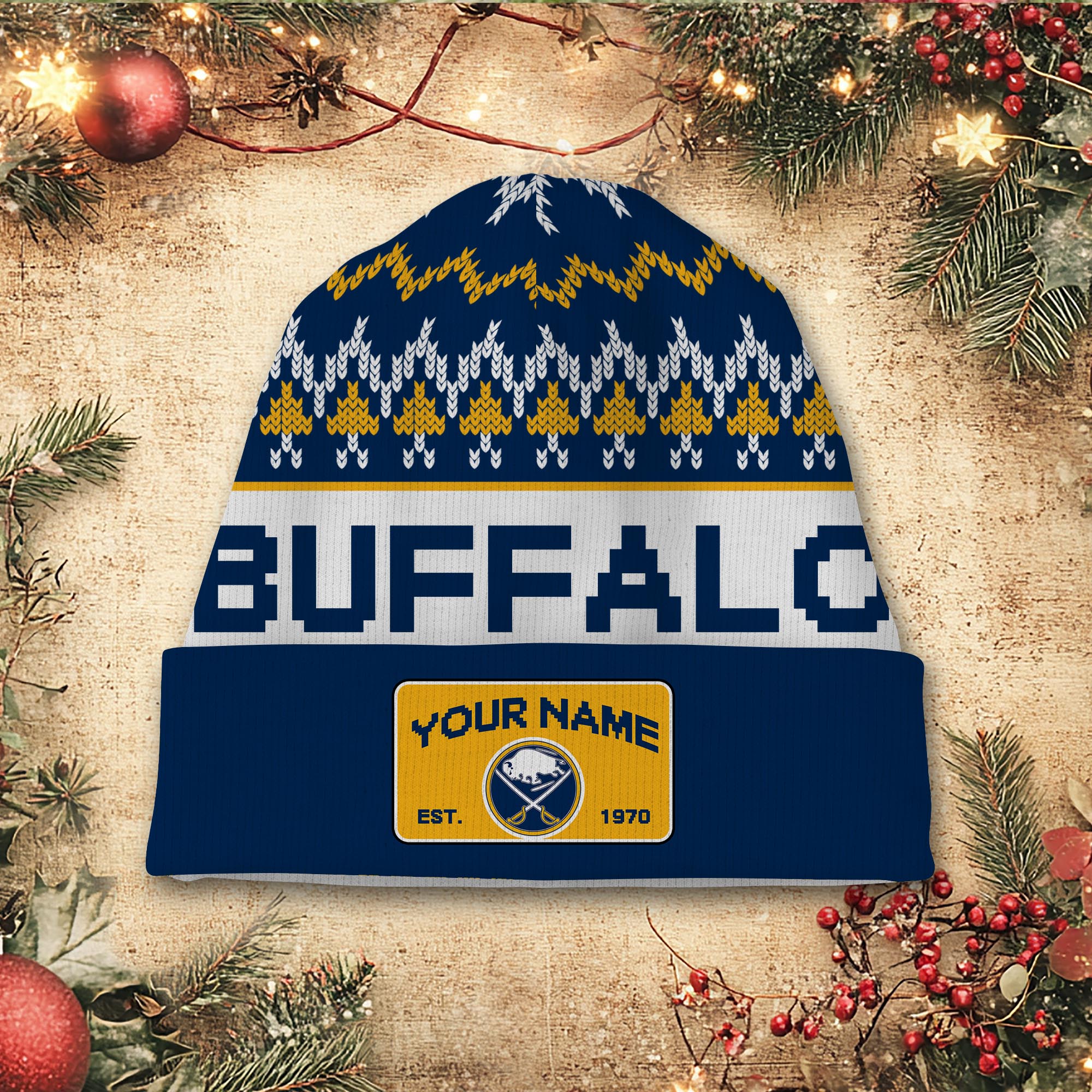Sportswearmerch Buffalo Sabres NHL Christmas Beanie Hat For Fan