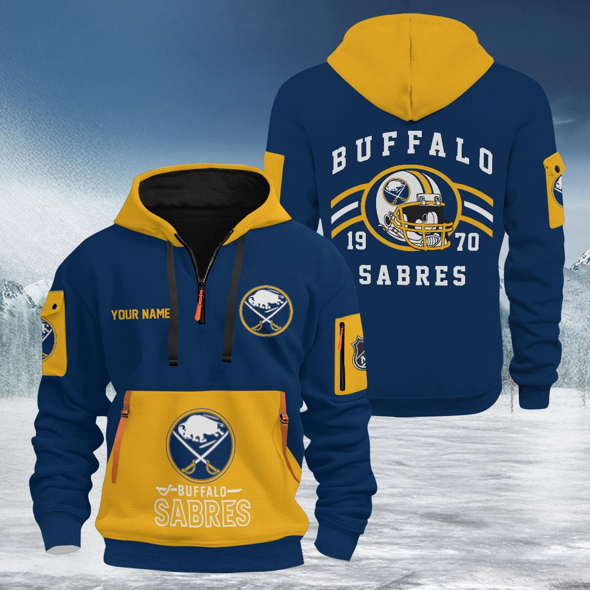 Sportswearmerch Buffalo Sabres NHL Half Zip Hoodie Personalized For Fan