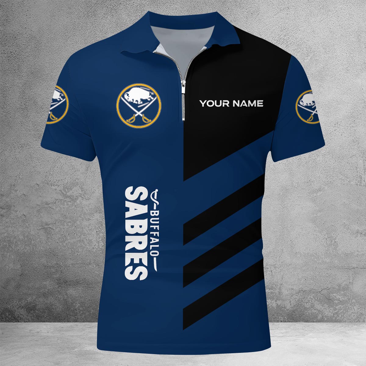 Sportswearmerch Buffalo Sabres NHL Lapel Zip Polo Shirt For Fan