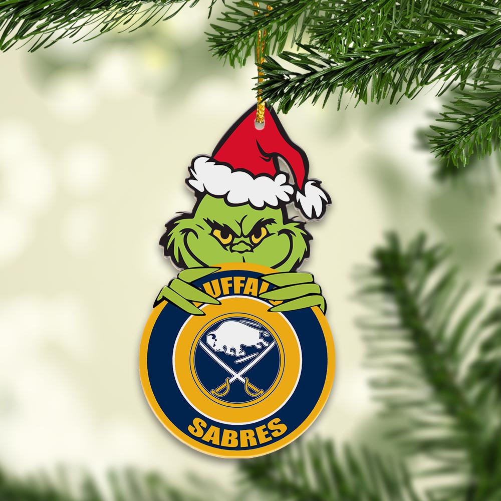 Sportswearmerch Buffalo Sabres NHL x Grinch Christmas Acrylic Ornament For Fans