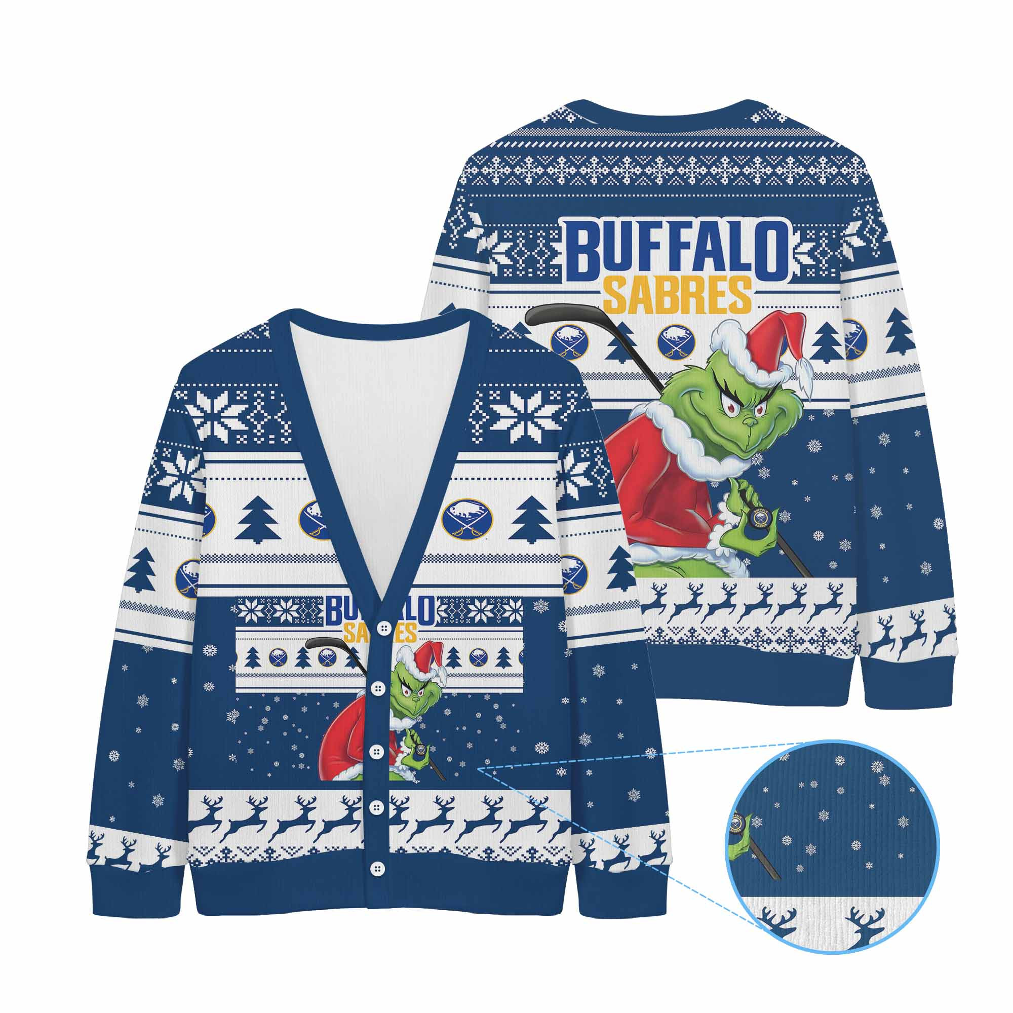 Sportswearmerch Buffalo Sabres NHL x Grinch Christmas Cardigan For Fan