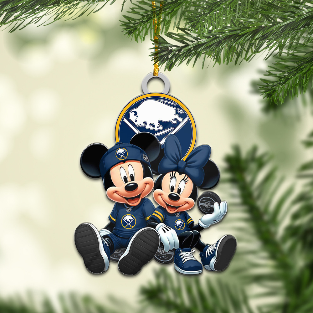 Sportswearmerch Buffalo Sabres NHL x Mickey and Minnie Mouse Personalized Acrylic Ornament For Fans