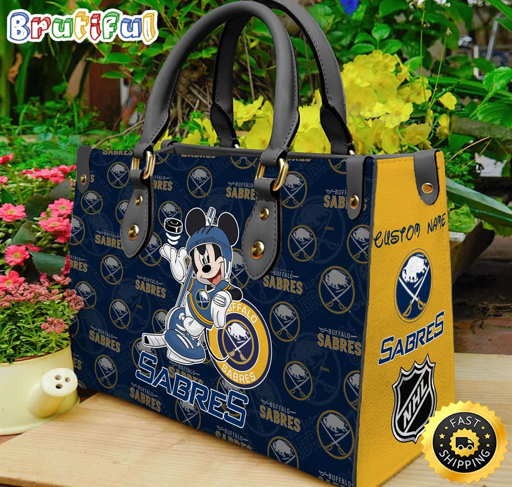 Sportswearmerch Buffalo Sabres NHL x Mickey Leather Handbag For Fan