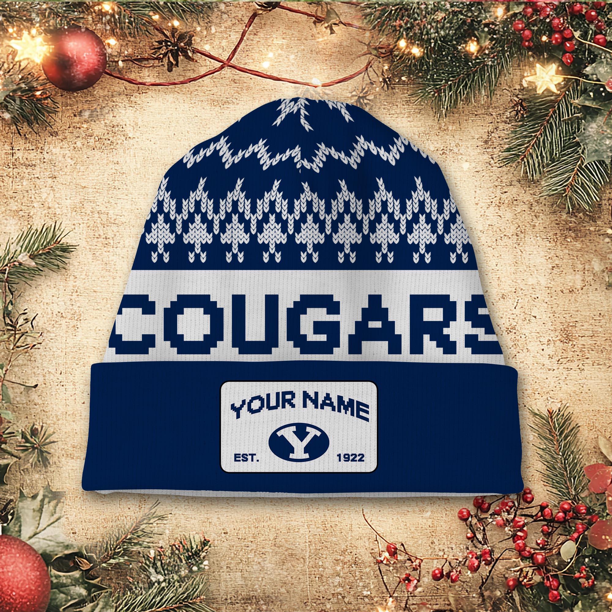 Sportswearmerch BYU Cougars NCAA Christmas Beanie Hat For Fan