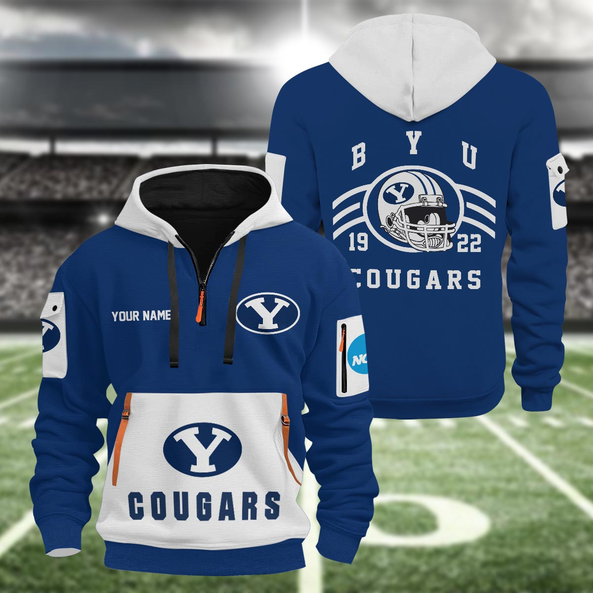 Sportswearmerch BYU Cougars NCAA Half Zip Hoodie Personalized For Fan