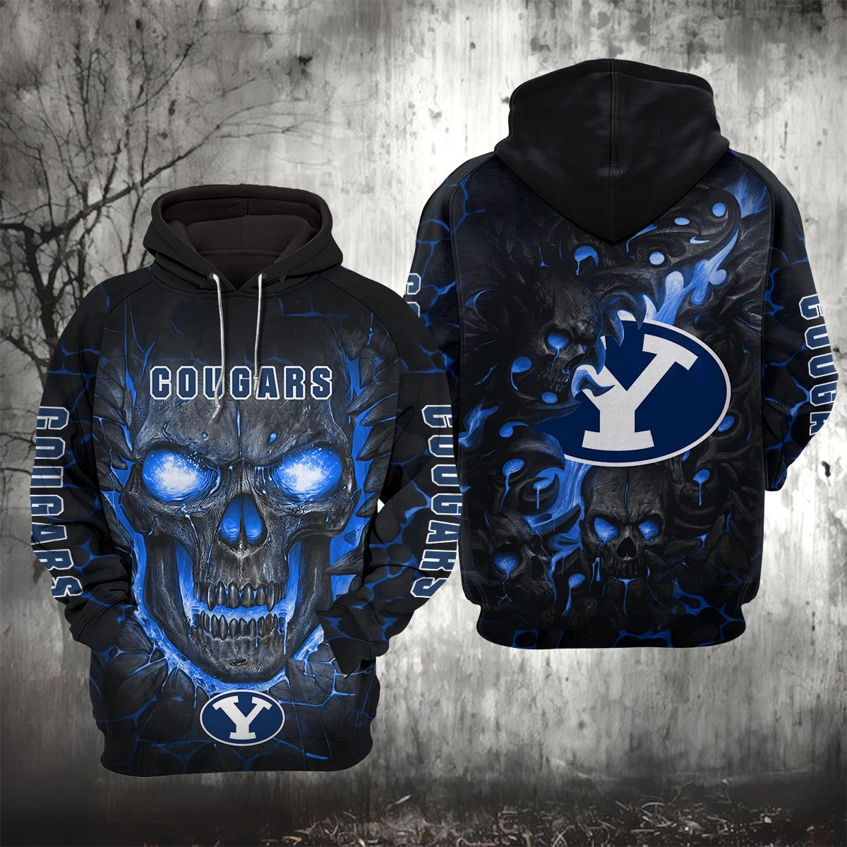 Sportswearmerch BYU Cougars NCAA Lava Skull Hoodie For Fan