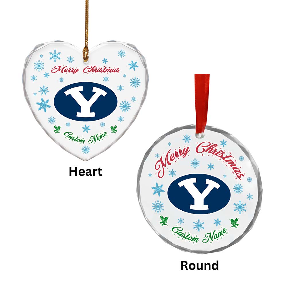 Sportswearmerch BYU Cougars NCAA x Christmas Glass Ornament Gift For Fans