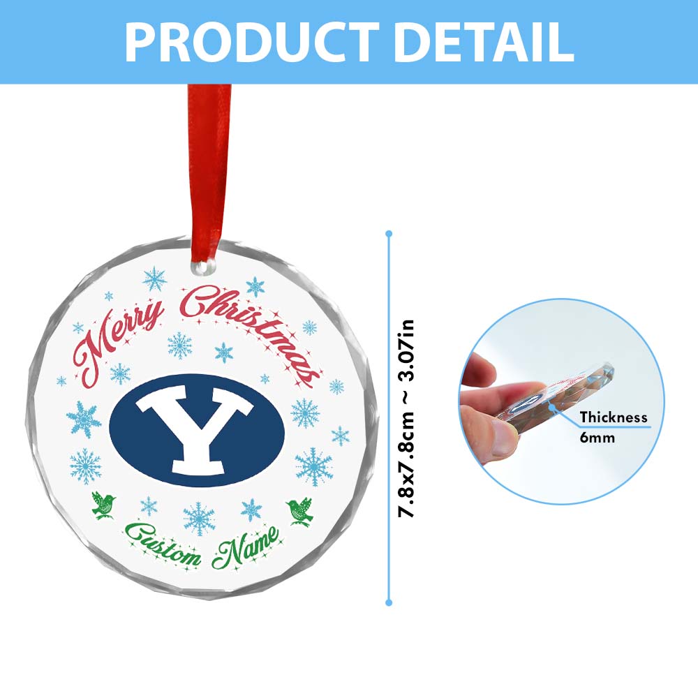 Sportswearmerch BYU Cougars NCAA x Christmas Glass Ornament Gift For Fans