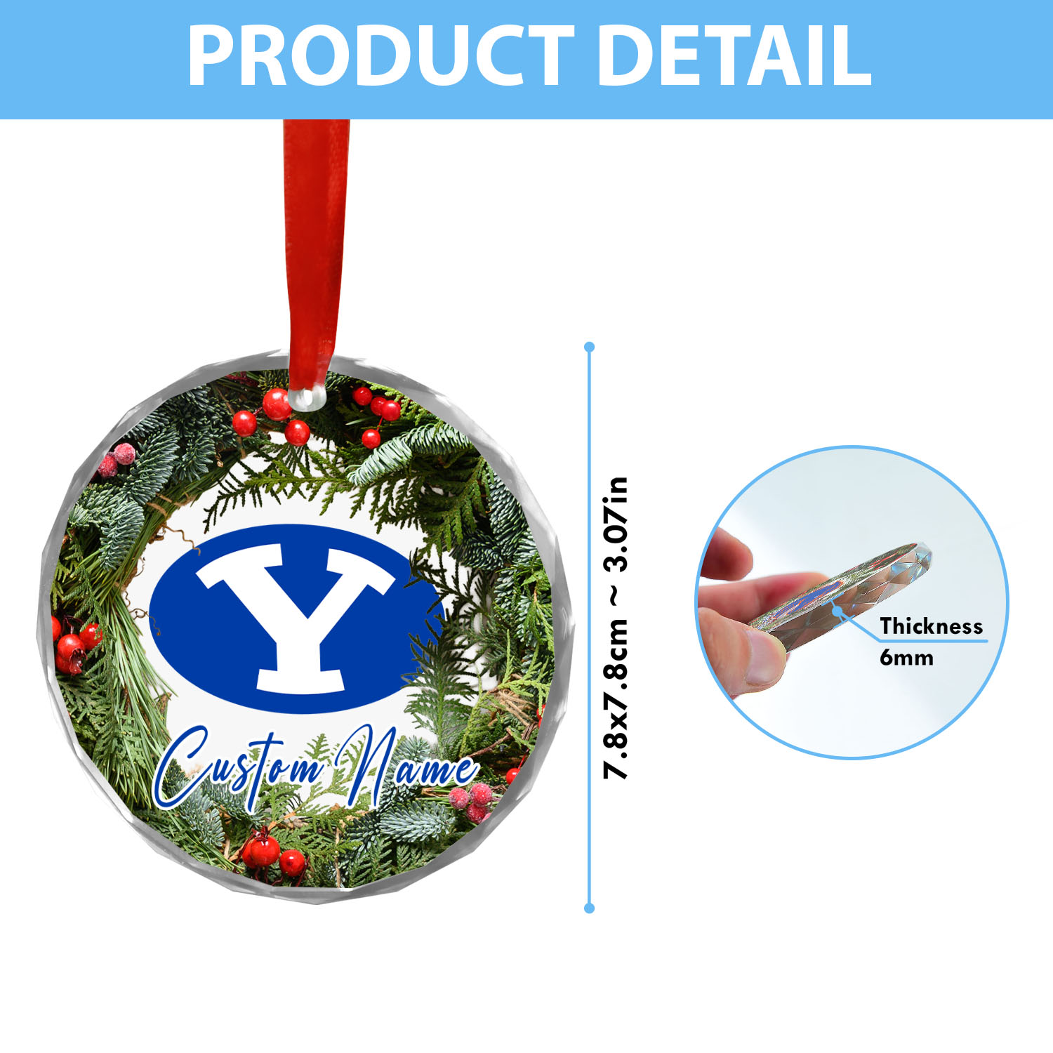 Sportswearmerch BYU Cougars NCAA x Christmas Glass Ornament Gift For Fans