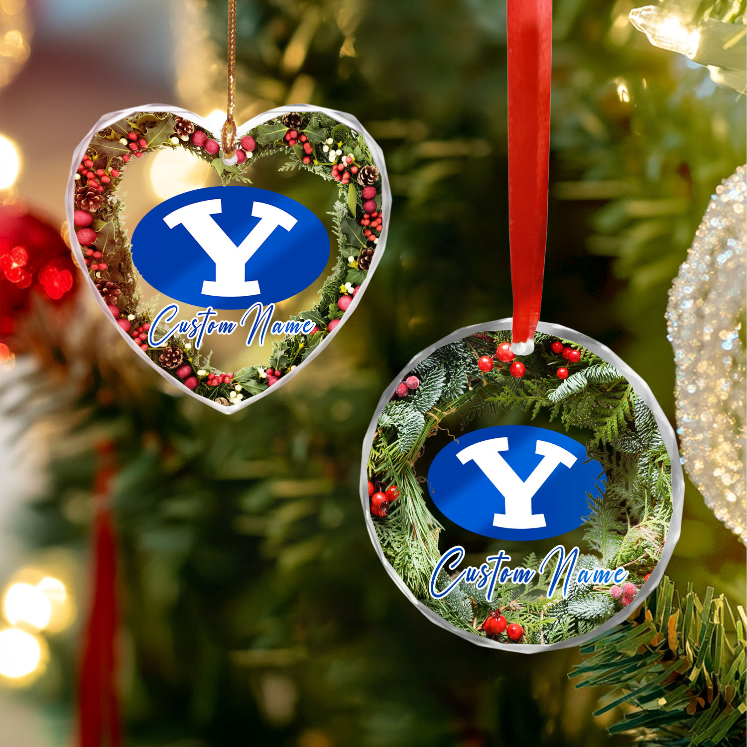 Sportswearmerch BYU Cougars NCAA x Christmas Glass Ornament Gift For Fans