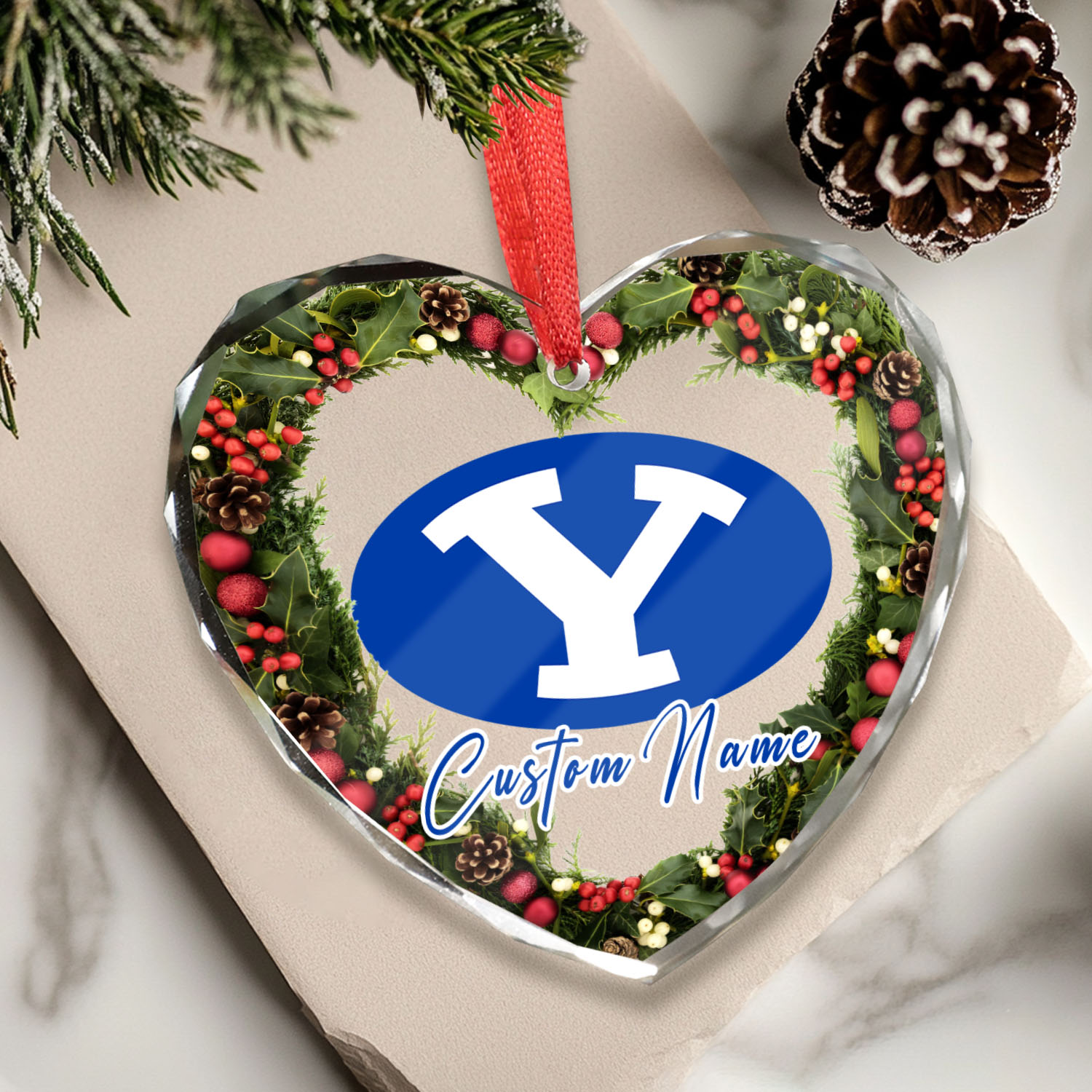 Sportswearmerch BYU Cougars NCAA x Christmas Glass Ornament Gift For Fans
