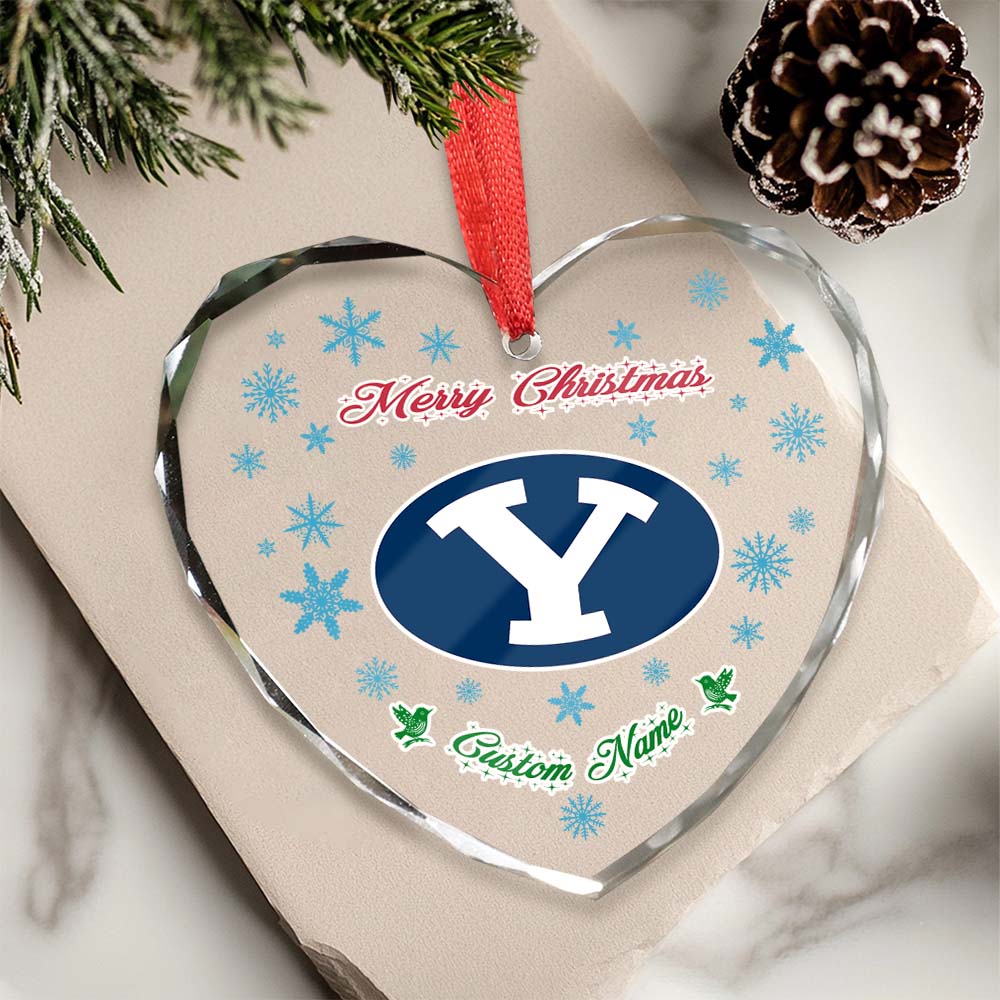 Sportswearmerch BYU Cougars NCAA x Christmas Glass Ornament Gift For Fans