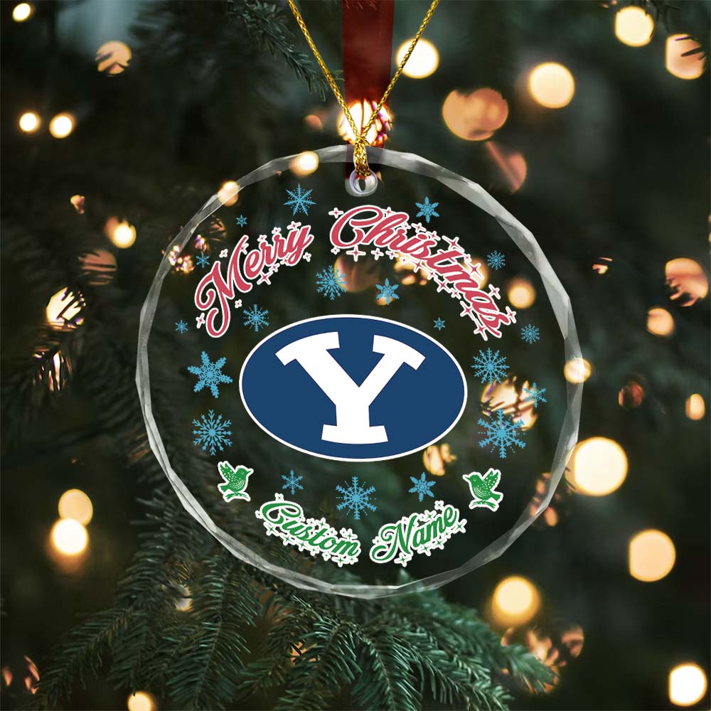 Sportswearmerch BYU Cougars NCAA x Christmas Glass Ornament Gift For Fans