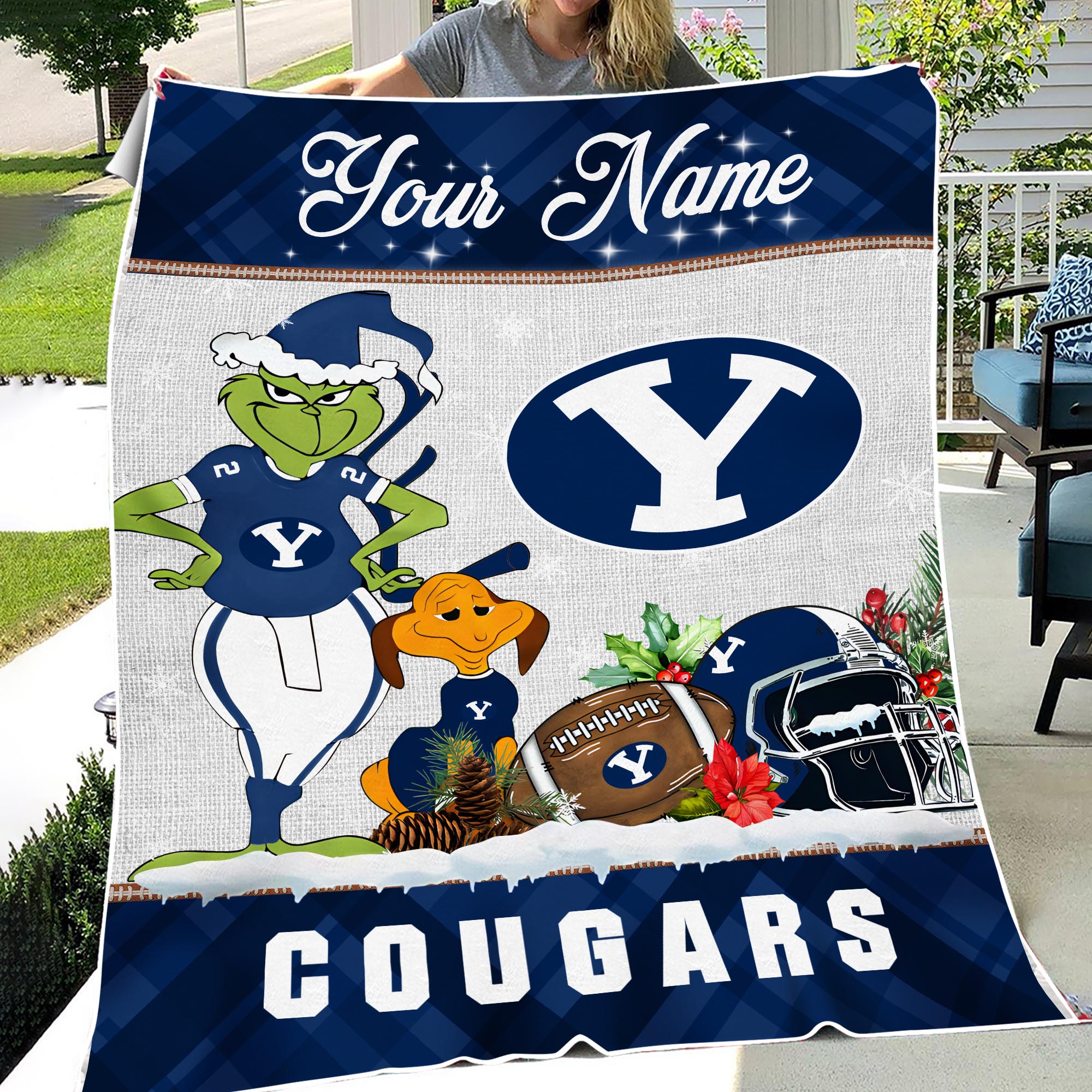 Sportswearmerch BYU Cougars NCAA x Grinch Christmas Fleece Blanket For Fan