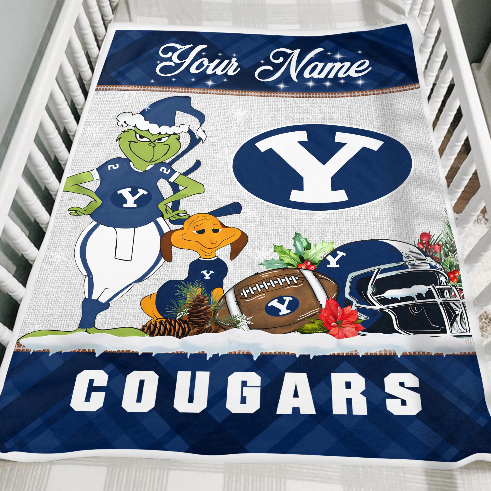 Sportswearmerch BYU Cougars NCAA x Grinch Christmas Fleece Blanket For Fan
