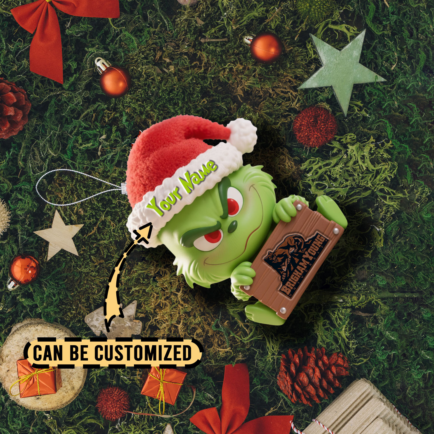 Sportswearmerch BYU Cougars NCAA x The Grinch Christmas Acrylic Ornament Gift For Fans