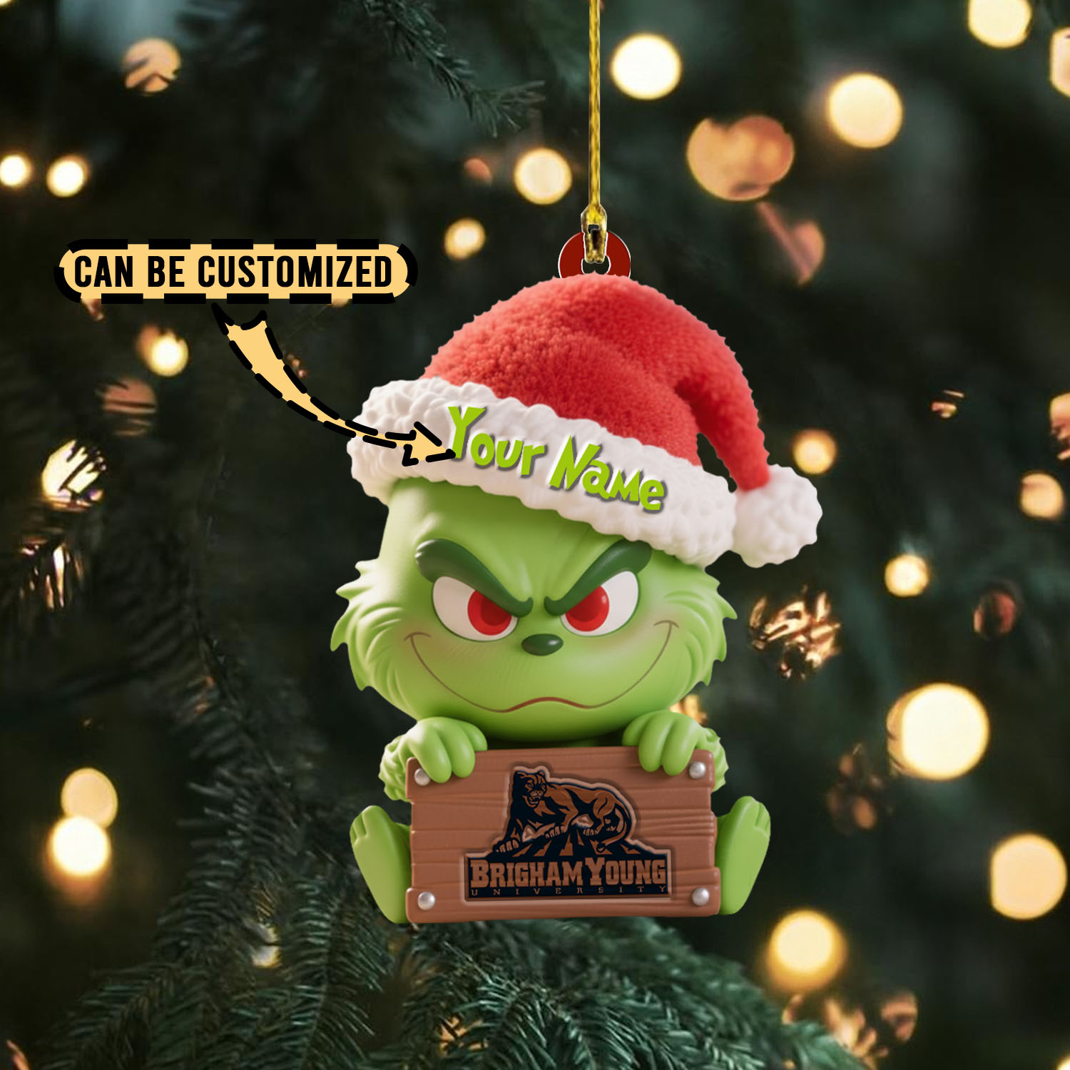 Sportswearmerch BYU Cougars NCAA x The Grinch Christmas Acrylic Ornament Gift For Fans