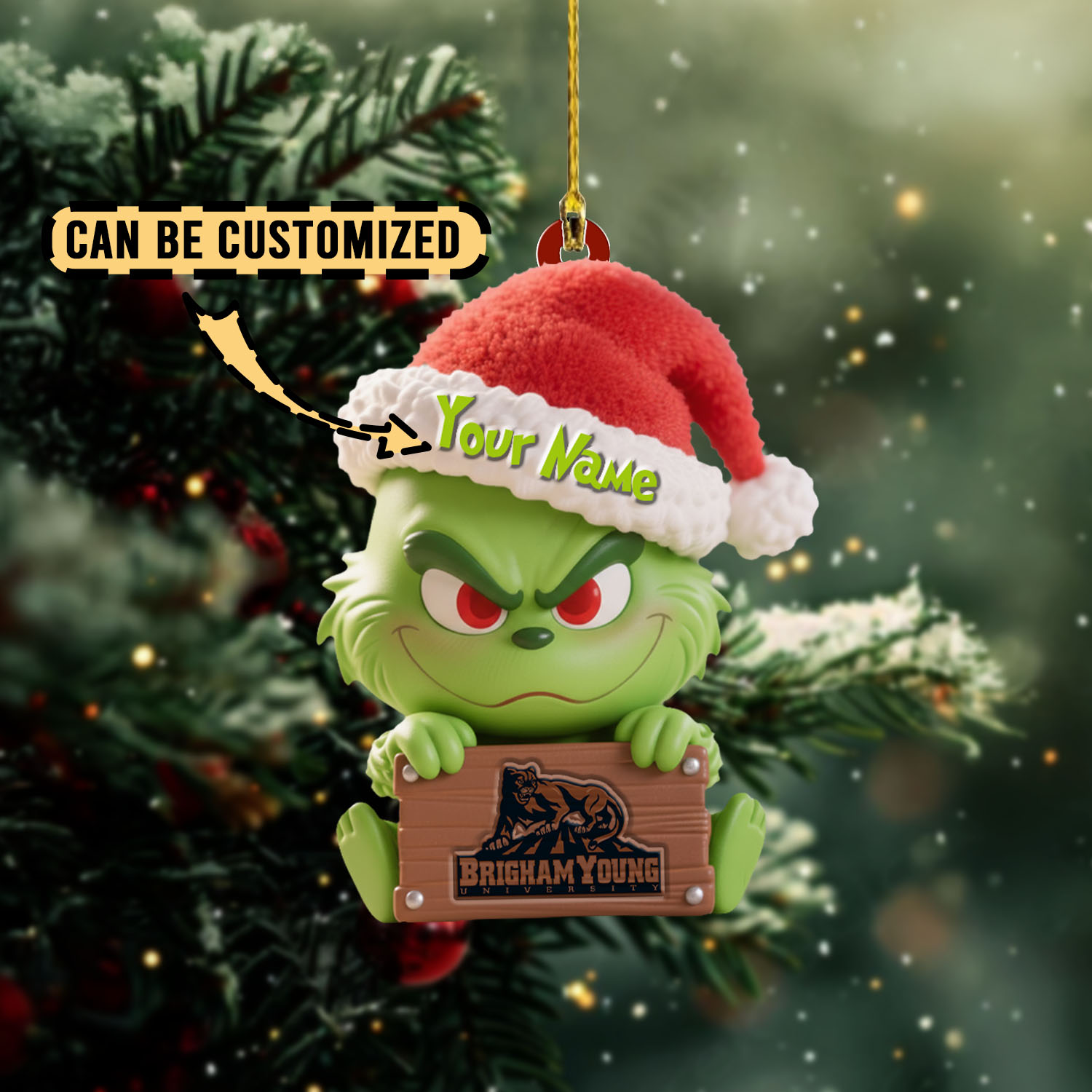 Sportswearmerch BYU Cougars NCAA x The Grinch Christmas Acrylic Ornament Gift For Fans