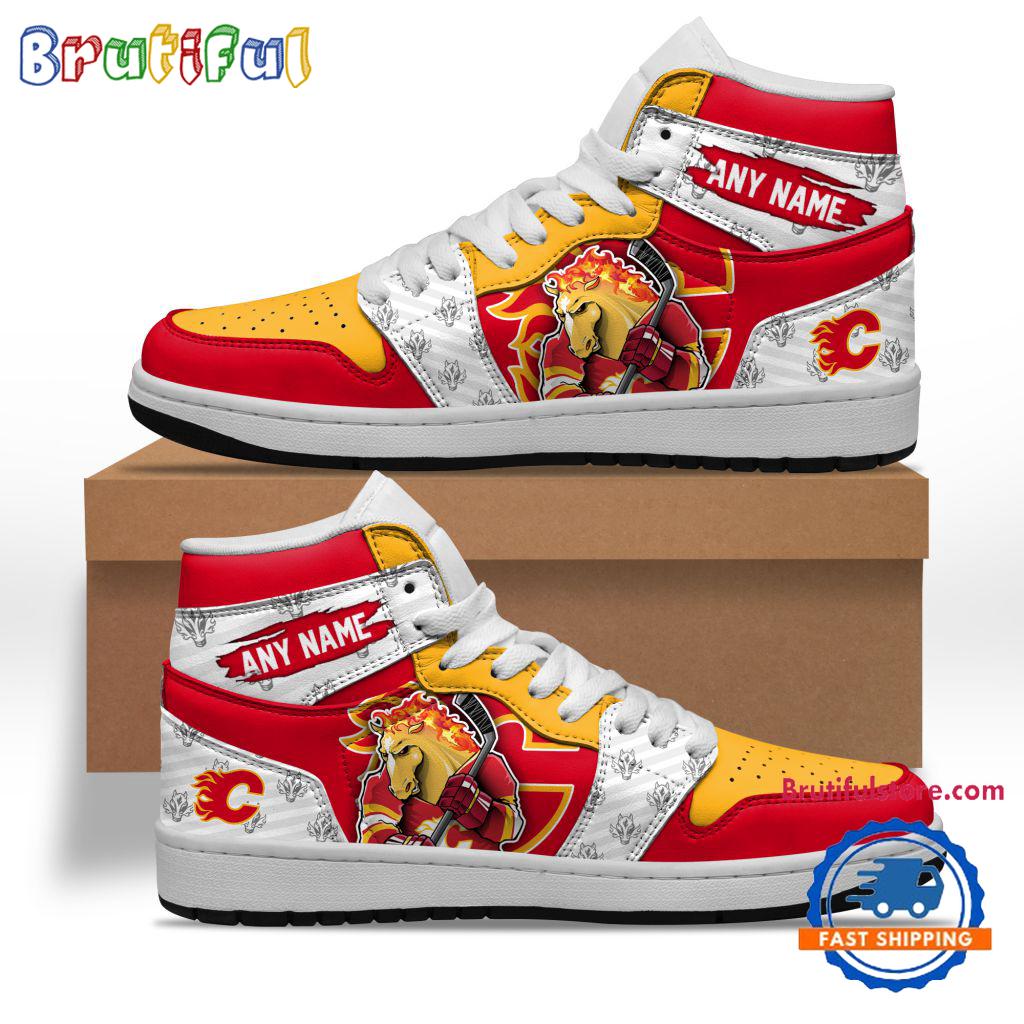 Sportswearmerch Calgary Flames NHL AJ1 High Sneakers Shoes For Men And Women