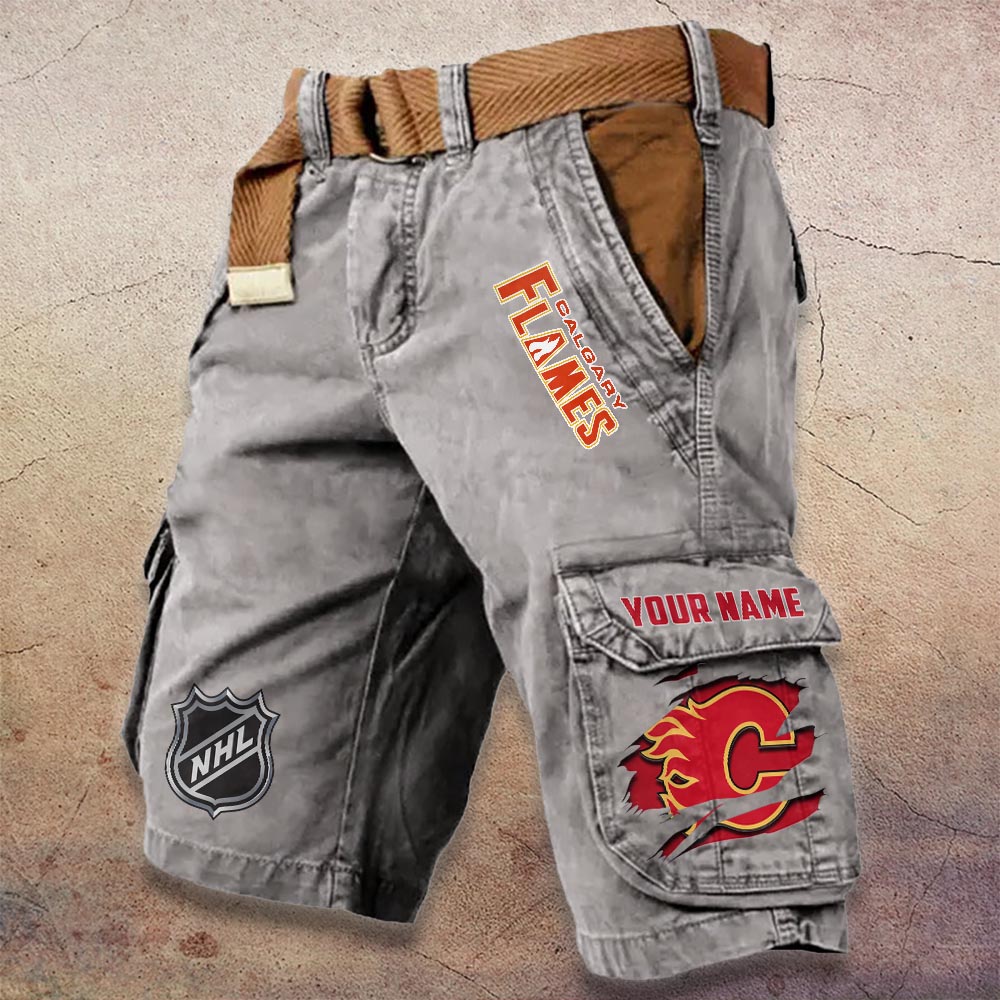 Sportswearmerch Calgary Flames NHL Denim Short For Fan