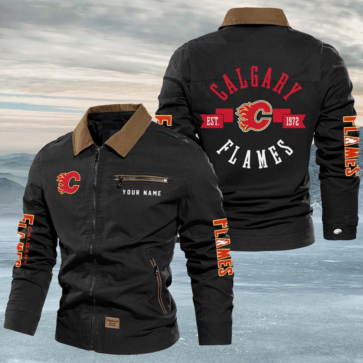 Sportswearmerch Calgary Flames NHL Lapel Jacket For Fan