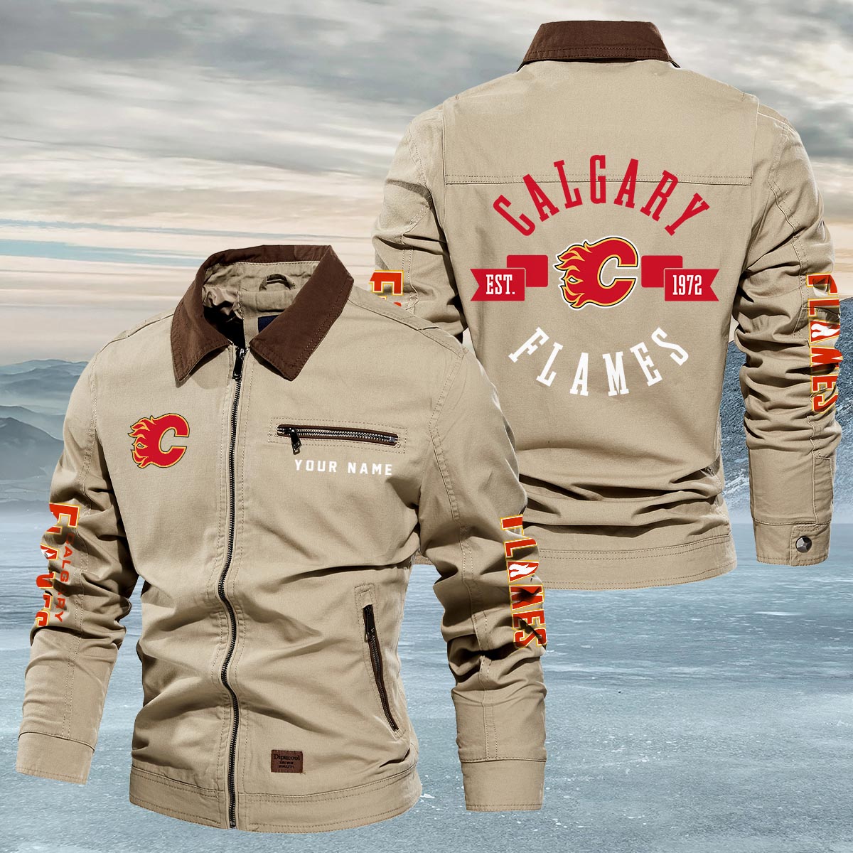 Sportswearmerch Calgary Flames NHL Lapel Jacket For Fan