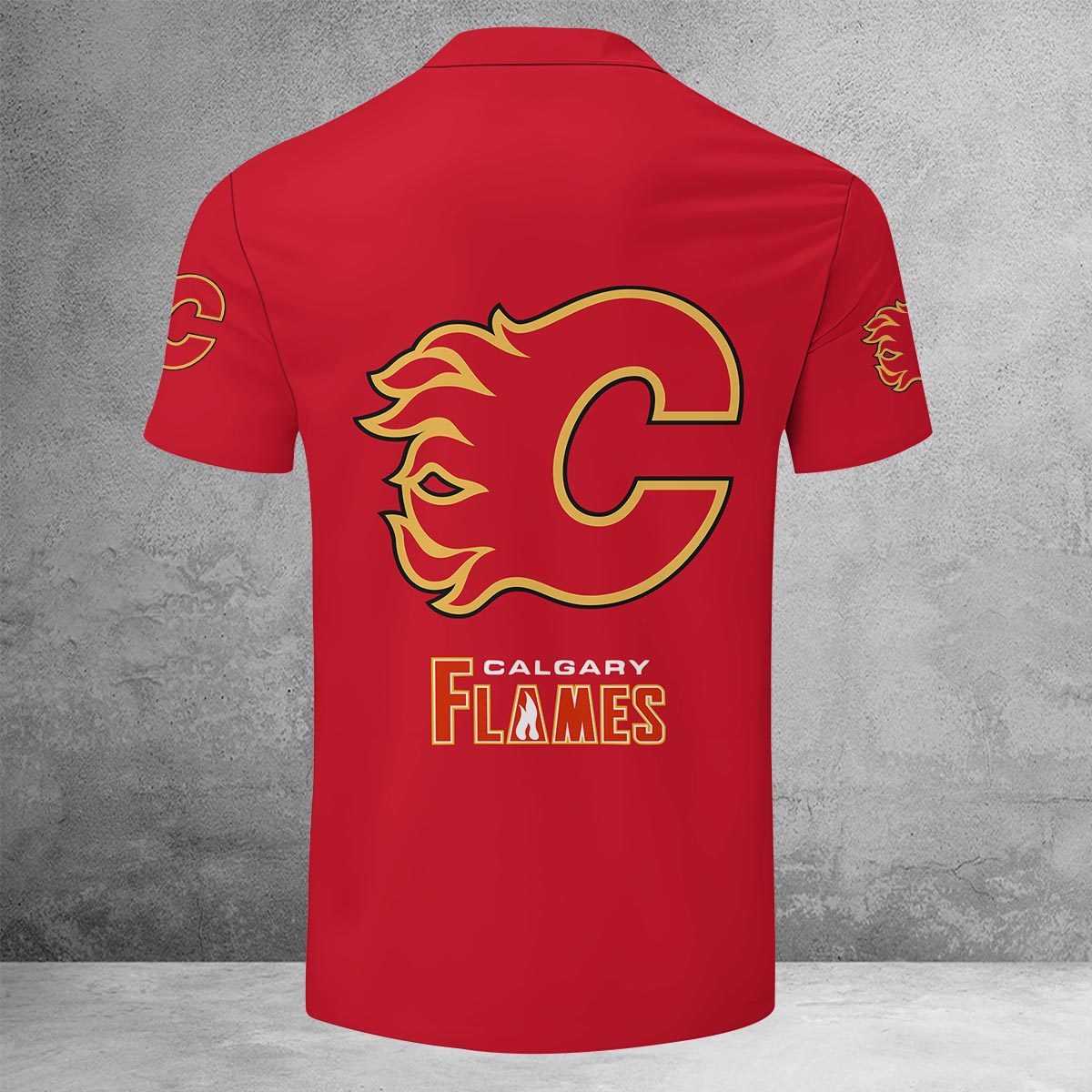 Sportswearmerch Calgary Flames NHL Lapel Zip Polo Shirt For Fan