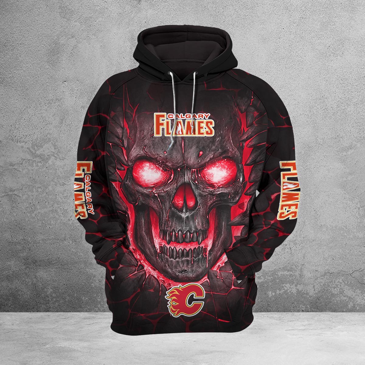 Sportswearmerch Calgary Flames NHL Lava Skull Hoodie For Fan
